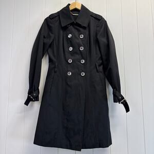 White House Black Market Womens Goth Double Breasted Classic Trench Coat Size XS